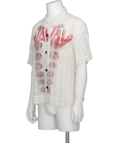 SHORT SLEEVE PRINTED CROCHET SHIRT