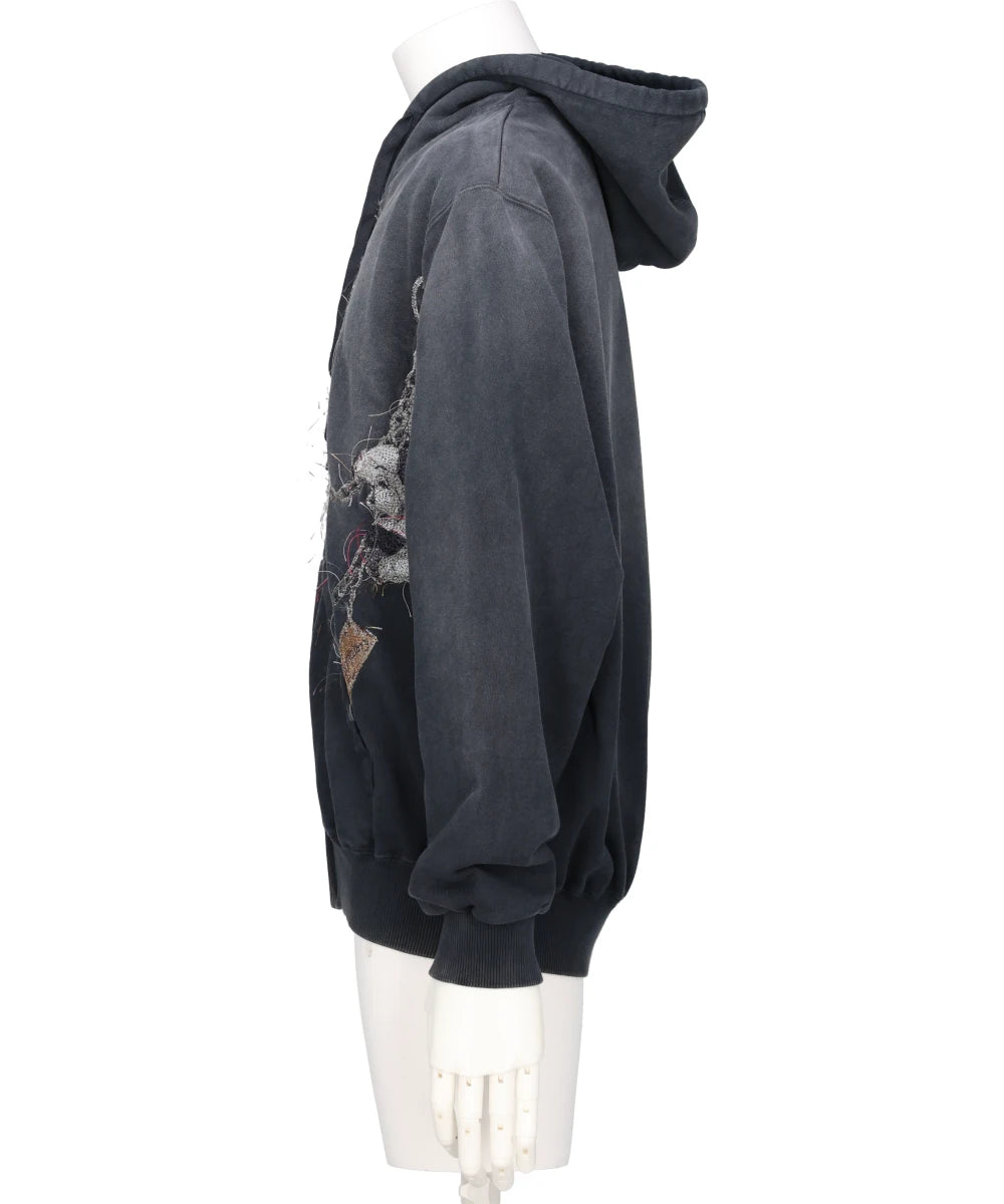 EMBROIDERED CHAIN ZIP-UP HOODIE