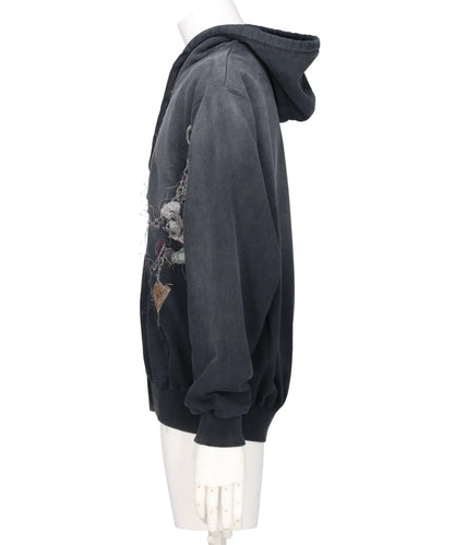 EMBROIDERED CHAIN ZIP-UP HOODIE