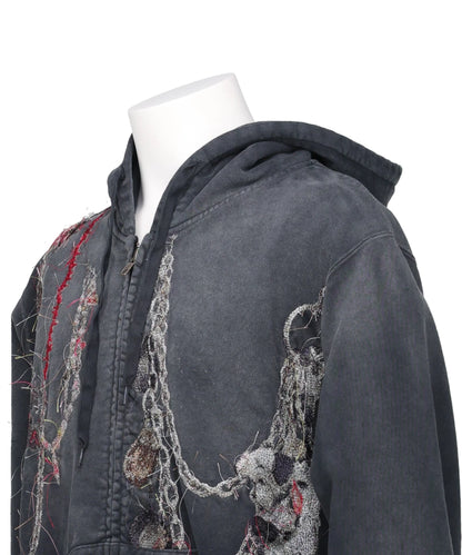 EMBROIDERED CHAIN ZIP-UP HOODIE