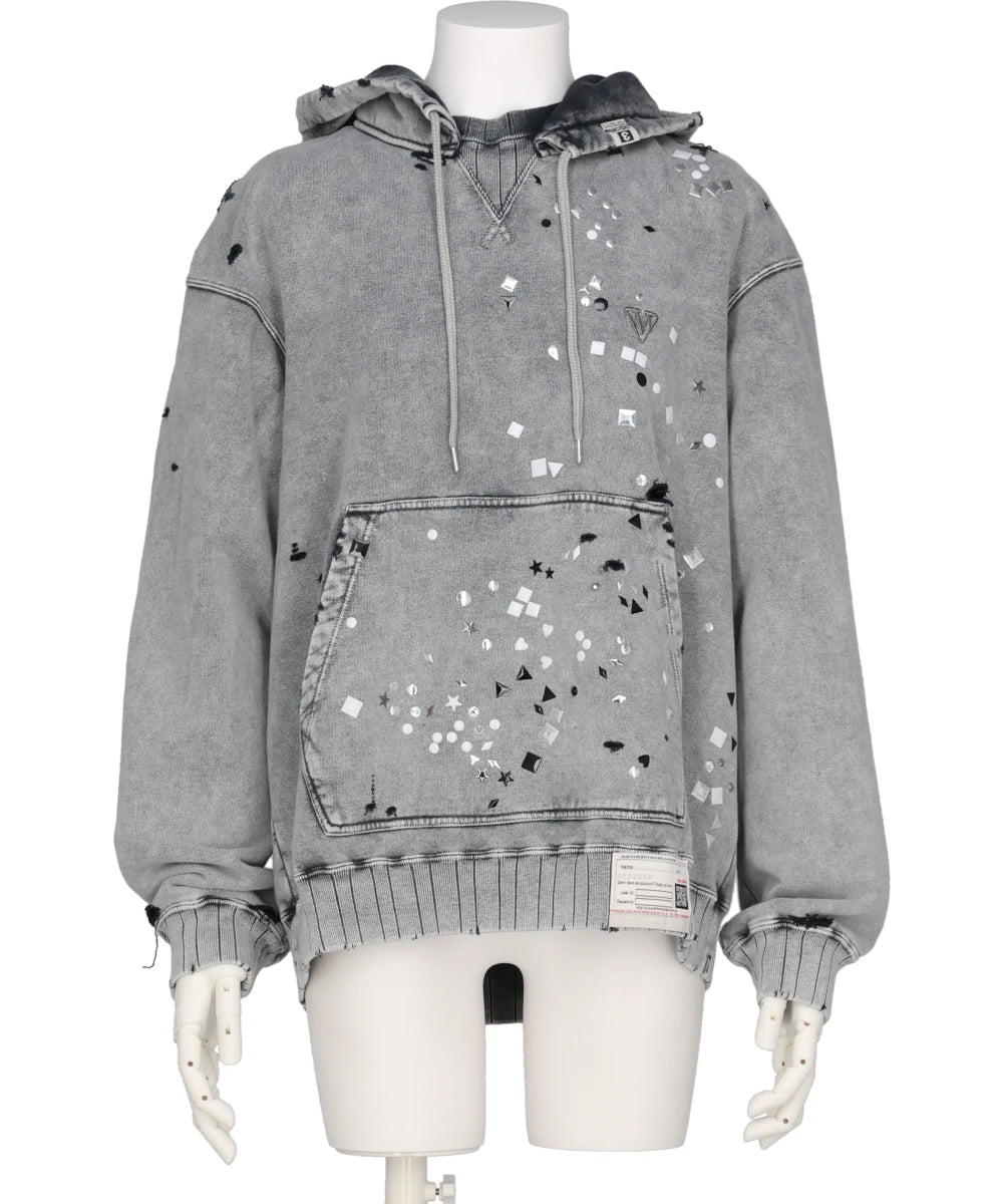 EMBELLISHED BLEACHED HOODIE
