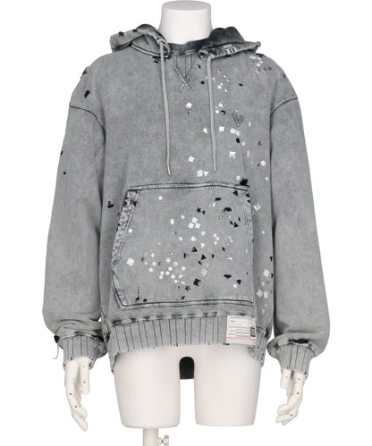 EMBELLISHED BLEACHED HOODIE