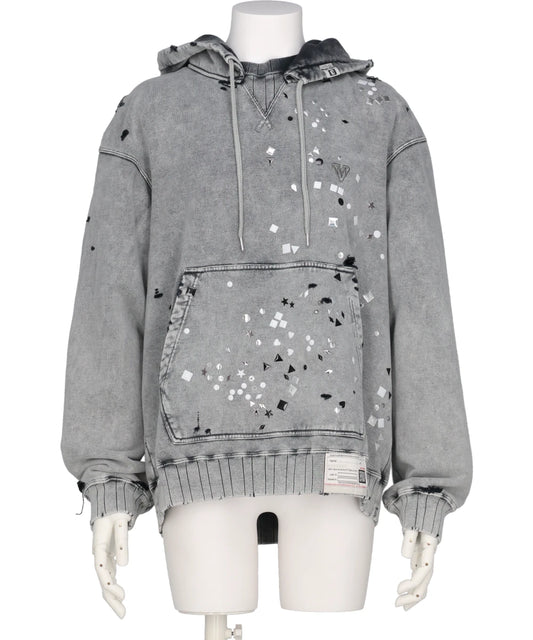 EMBELLISHED BLEACHED HOODIE