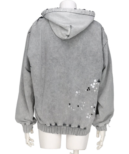 EMBELLISHED BLEACHED HOODIE