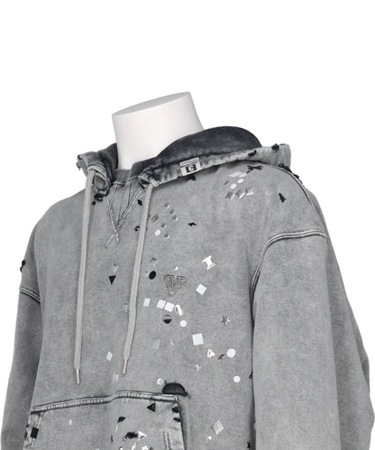 EMBELLISHED BLEACHED HOODIE