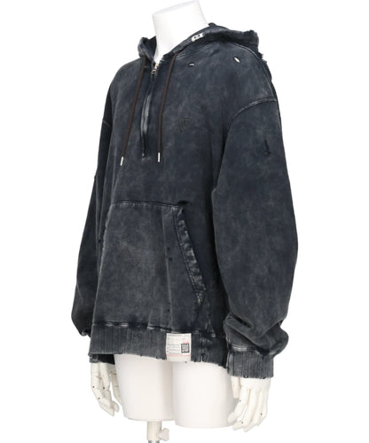 BLEACHED HALF ZIP HOODIE