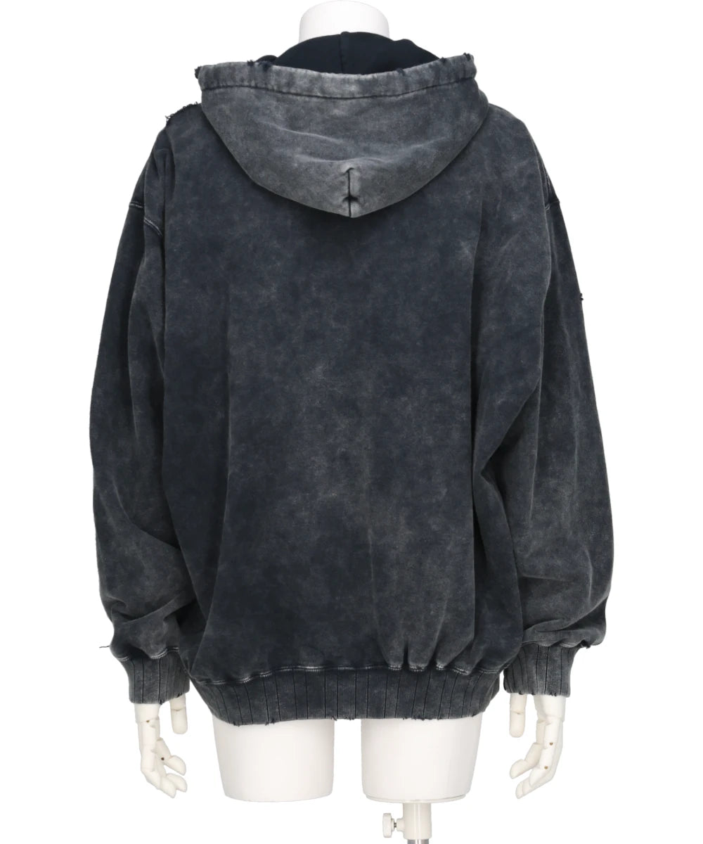 BLEACHED HALF ZIP HOODIE – MIDWEST ONLINE STORE BLEACHED HALF ZIP HOODIE – MIDWEST ONLINE STORE