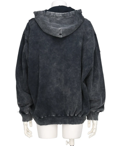BLEACHED HALF ZIP HOODIE
