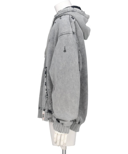 BLEACHED HALF ZIP HOODIE