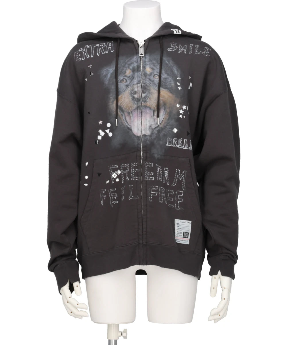 EMBELLISHED DISTRESSED PARKA