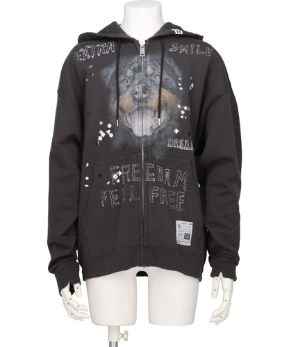 EMBELLISHED DISTRESSED PARKA