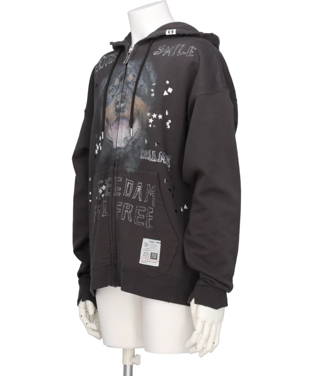 EMBELLISHED DISTRESSED PARKA