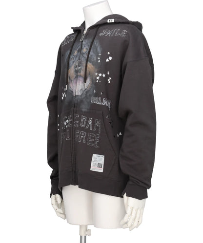 EMBELLISHED DISTRESSED PARKA