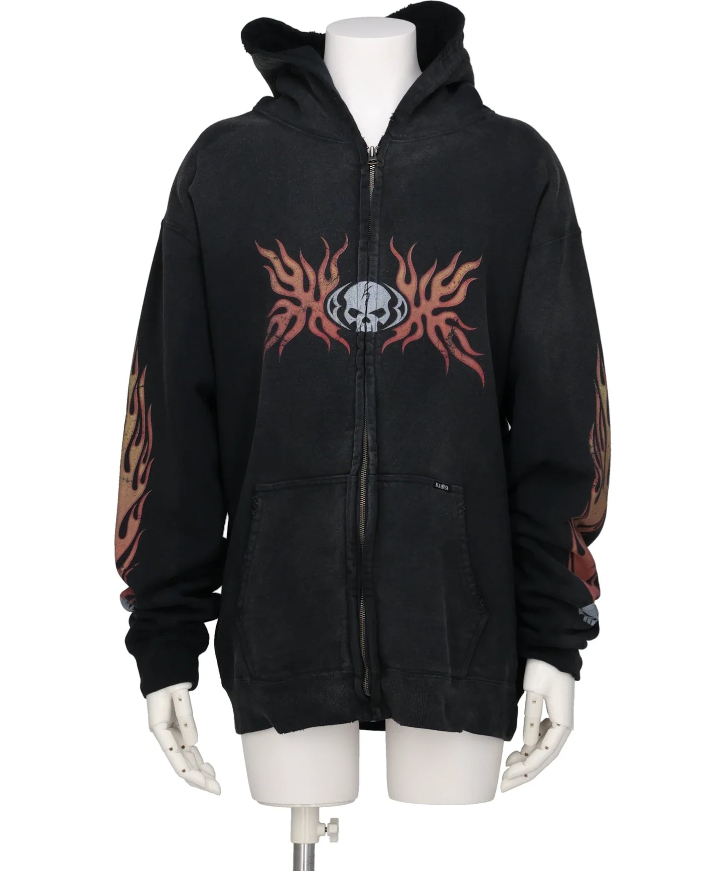 KAMIYA(カミヤ) “SKULL FLAME”DISTRESSED ZIP HOODIE