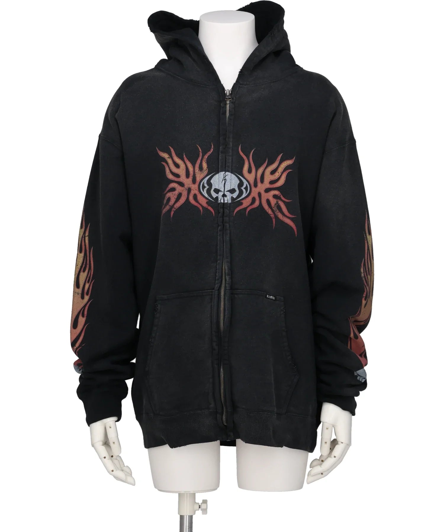KAMIYA(カミヤ) “SKULL FLAME”DISTRESSED ZIP HOODIE