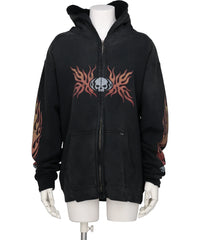 KAMIYA(カミヤ) “SKULL FLAME”DISTRESSED ZIP HOODIE