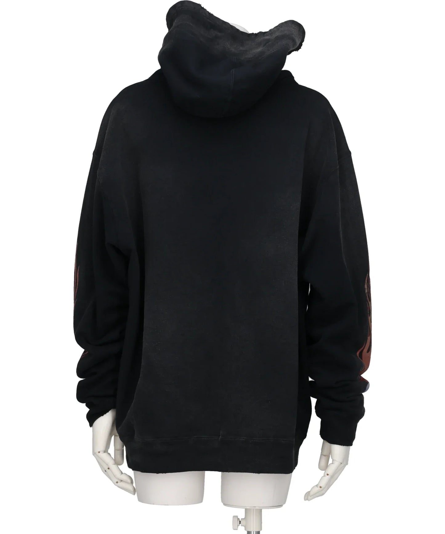 “SKULL FLAME”DISTRESSED ZIP HOODIE