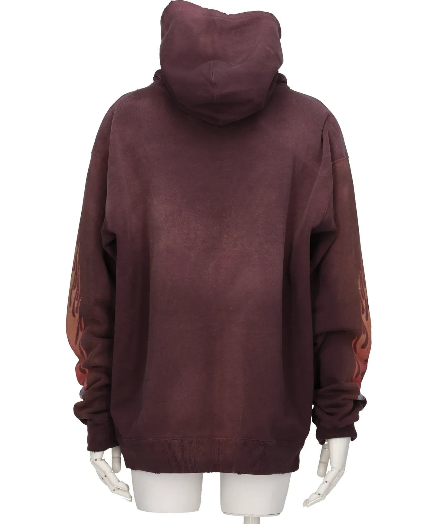 “SKULL FLAME”DISTRESSED ZIP HOODIE