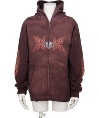 KAMIYA(カミヤ) “SKULL FLAME”DISTRESSED ZIP HOODIE