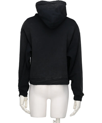 “ROSE”DISTRESSED ZIP SHORT HOODIE