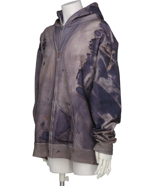 TROMPE L'OEIL PRINT ZIP HOODIE