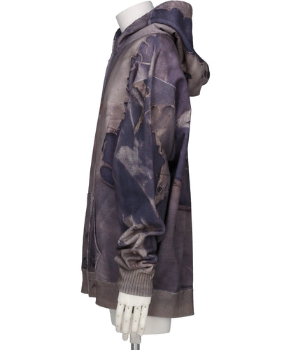 TROMPE L'OEIL PRINT ZIP HOODIE