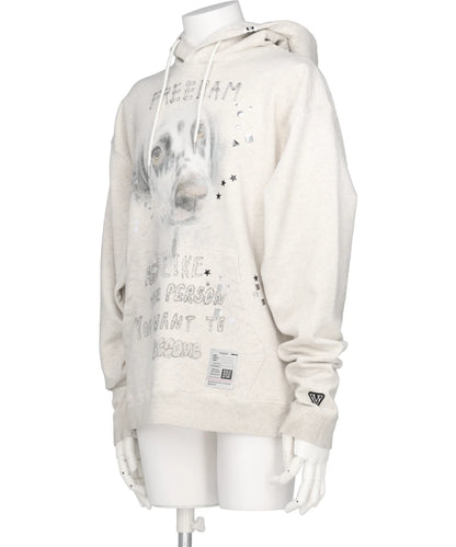 EMBELLISHED DISTRESSED HOODIE