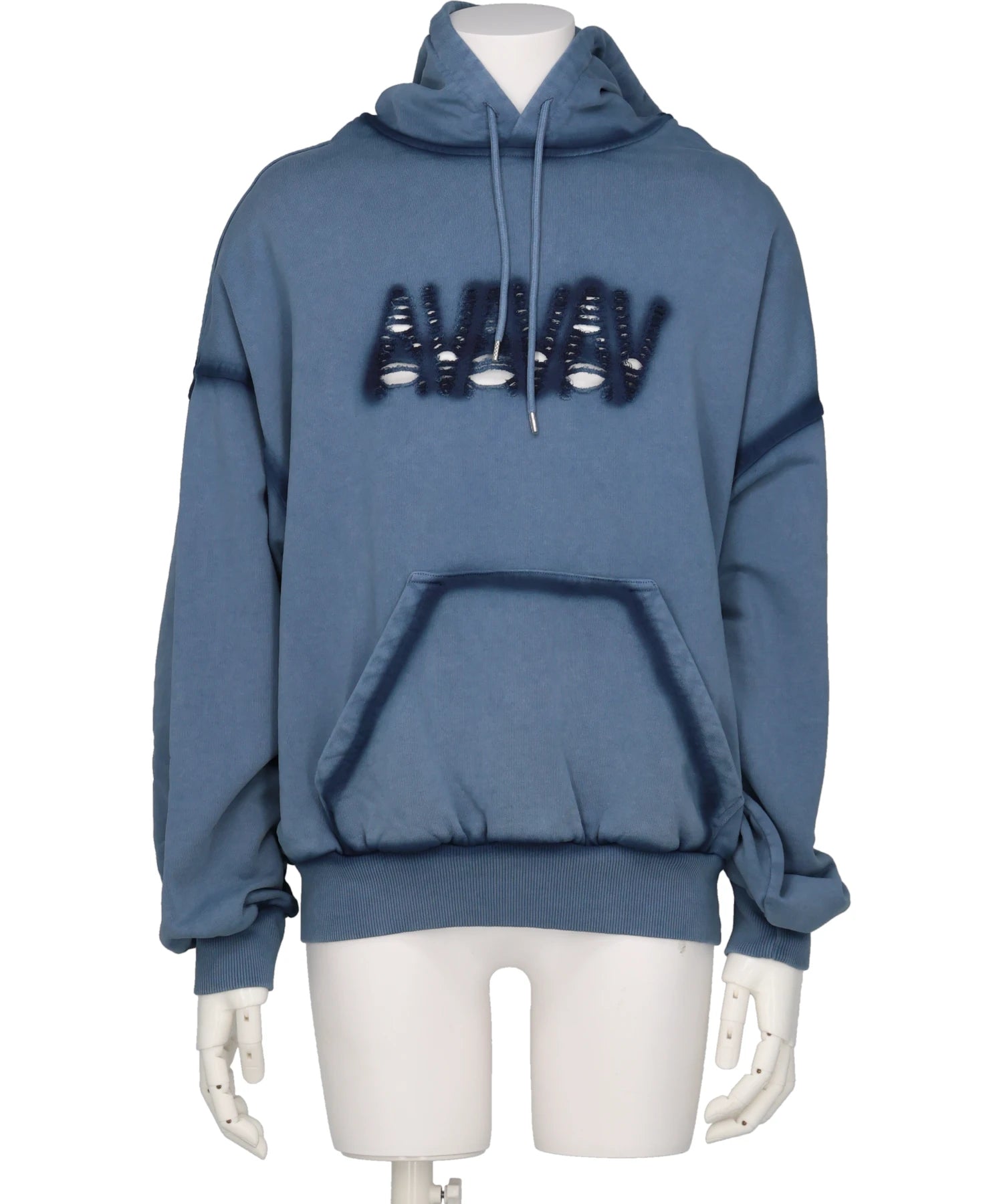 AVAVAV(アヴァヴァヴ) OS SHOULDERLESS HOODIE CUT AV-LOGO BLUE