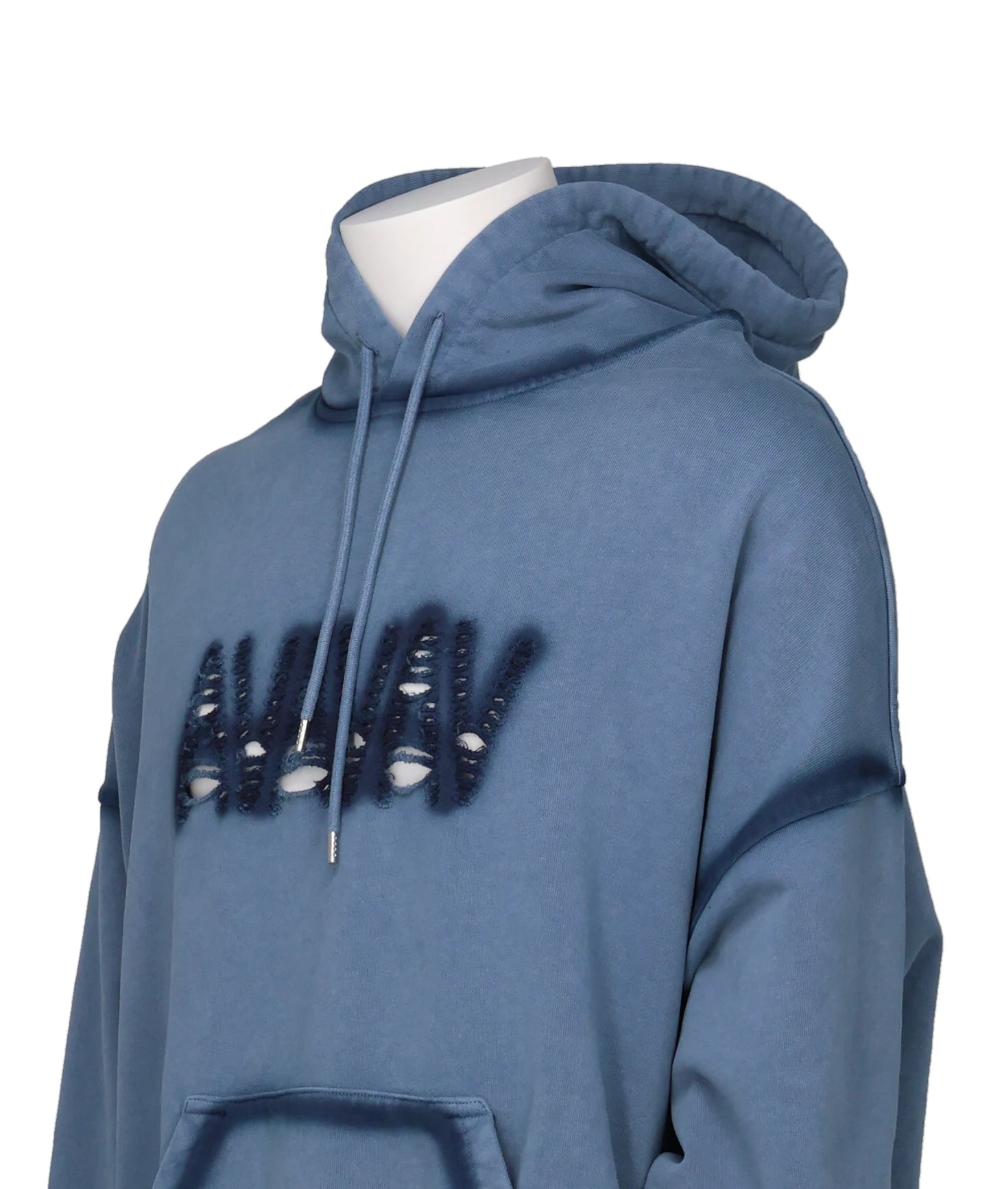 OS SHOULDERLESS HOODIE CUT AV-LOGO BLUE