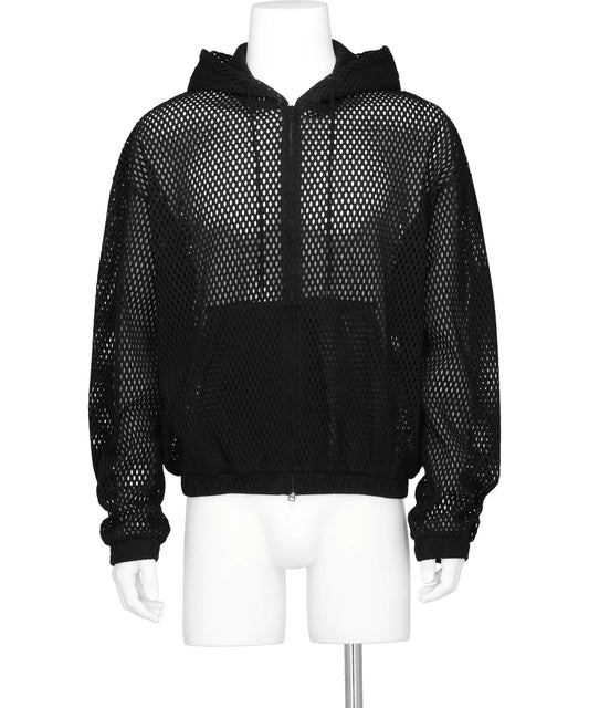 COTTON MESH ZIP-UP HOODIE