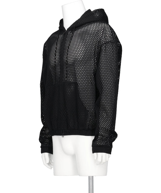COTTON MESH ZIP-UP HOODIE