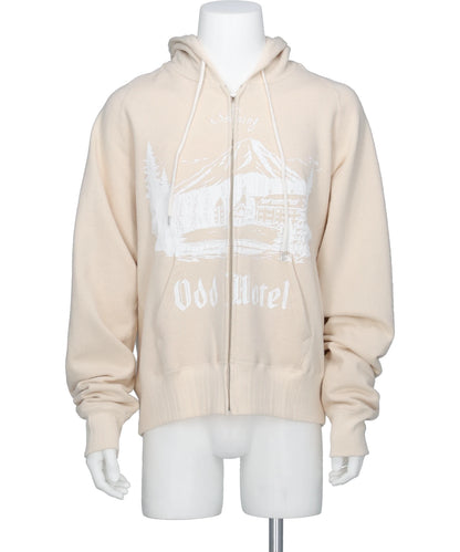 DAIRIKU（ダイリク）"ODD HOTEL" SILK-COTTON ZIP UP HOODIE