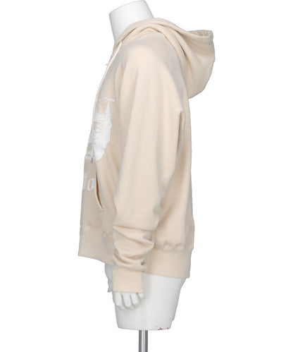 "ODD HOTEL" SILK-COTTON ZIP UP HOODIE