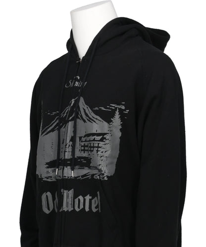 "ODD HOTEL" SILK-COTTON ZIP UP HOODIE