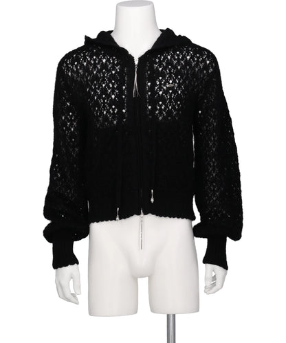 MOHAIR LACE KNIT HOODIE