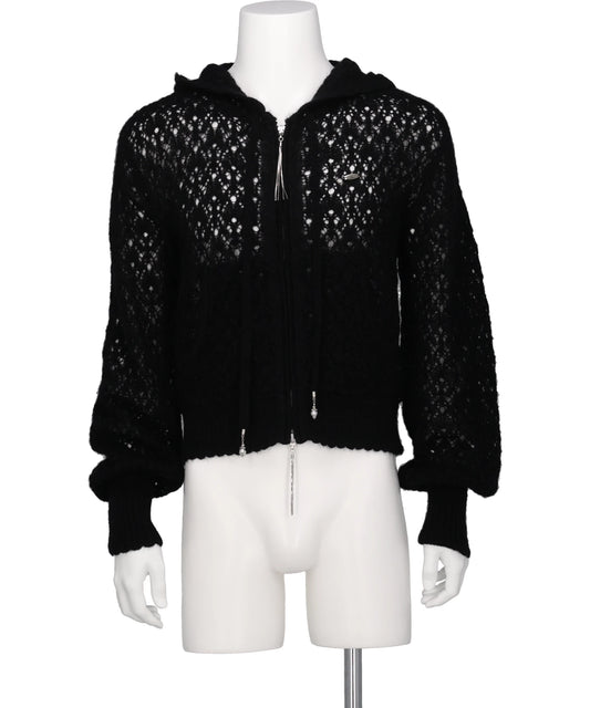 MOHAIR LACE KNIT HOODIE