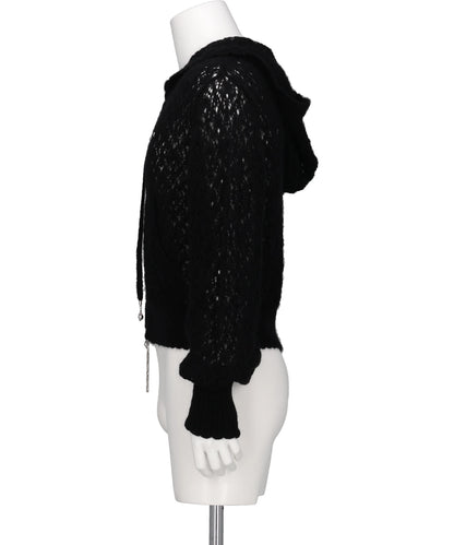MOHAIR LACE KNIT HOODIE