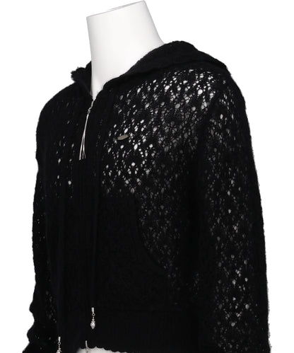 MOHAIR LACE KNIT HOODIE