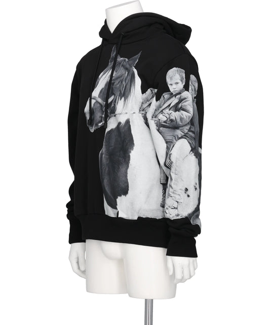 BOXY PONY KID PRINT HOODIE