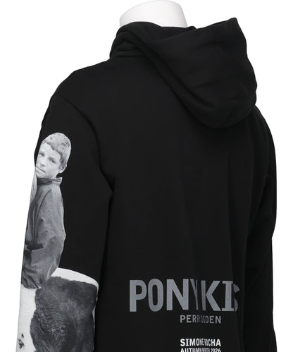 BOXY PONY KID PRINT HOODIE