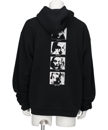 "DISTORTED GIRL"ZIP HOODIE T/C