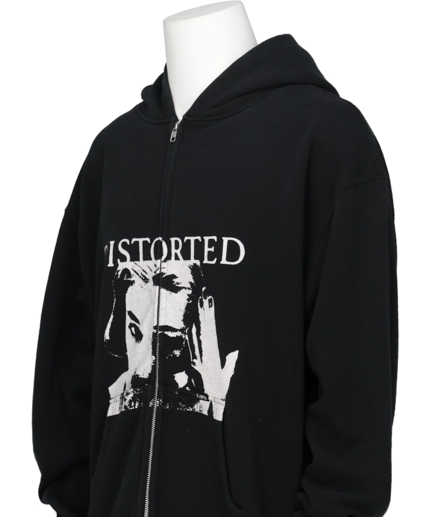 "DISTORTED GIRL"ZIP HOODIE T/C