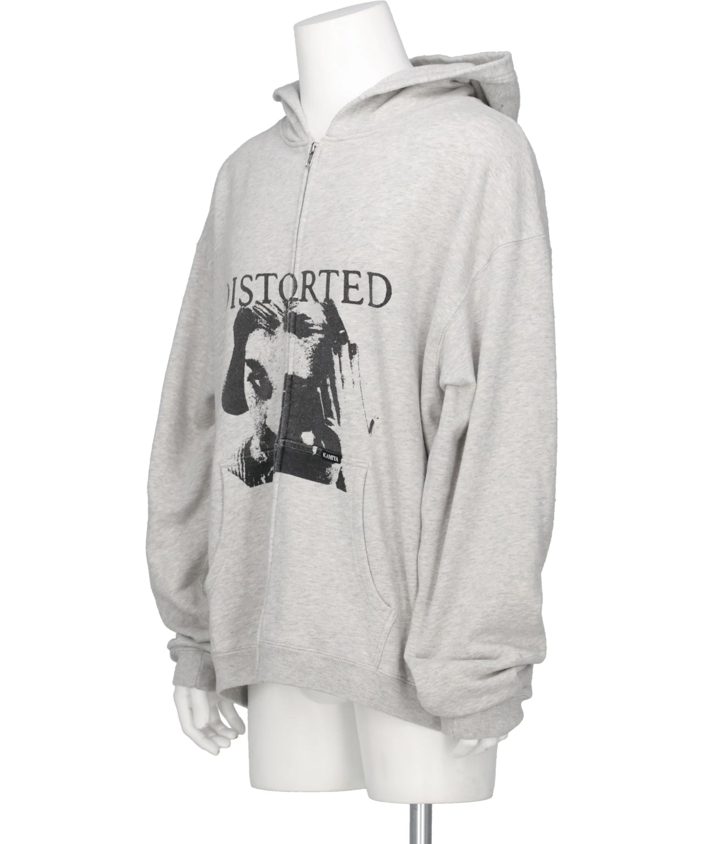 "DISTORTED GIRL"ZIP HOODIE T/C