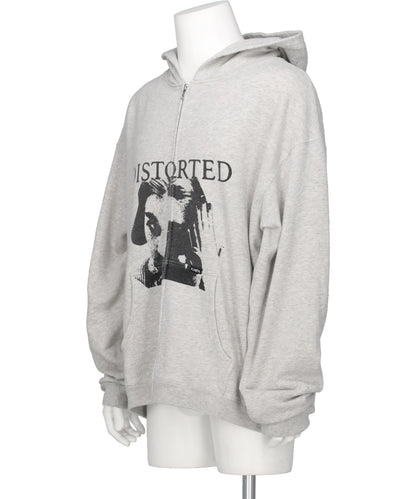 "DISTORTED GIRL"ZIP HOODIE T/C