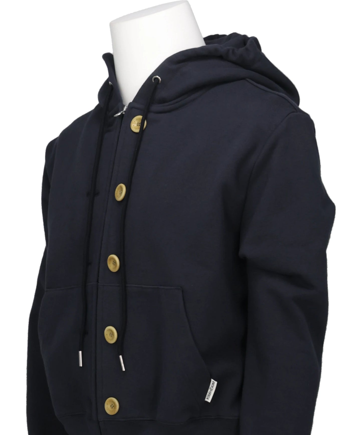 ASH BUTTON ZIP-UP HOODIE