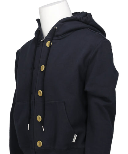ASH BUTTON ZIP-UP HOODIE