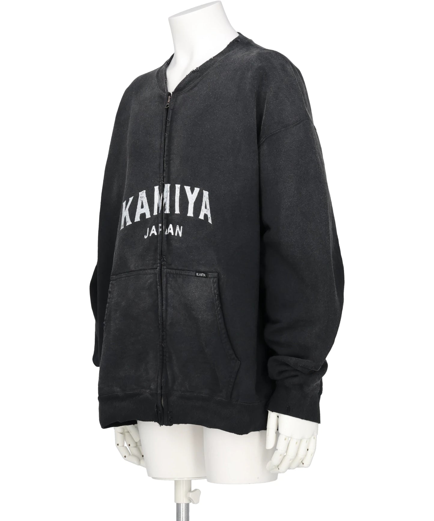 “KAMIYA LOGO” DISTRESSED ZIPSWEAT JACKET