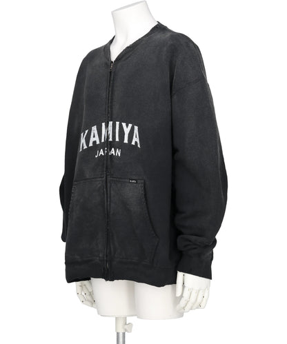 “KAMIYA LOGO” DISTRESSED ZIPSWEAT JACKET