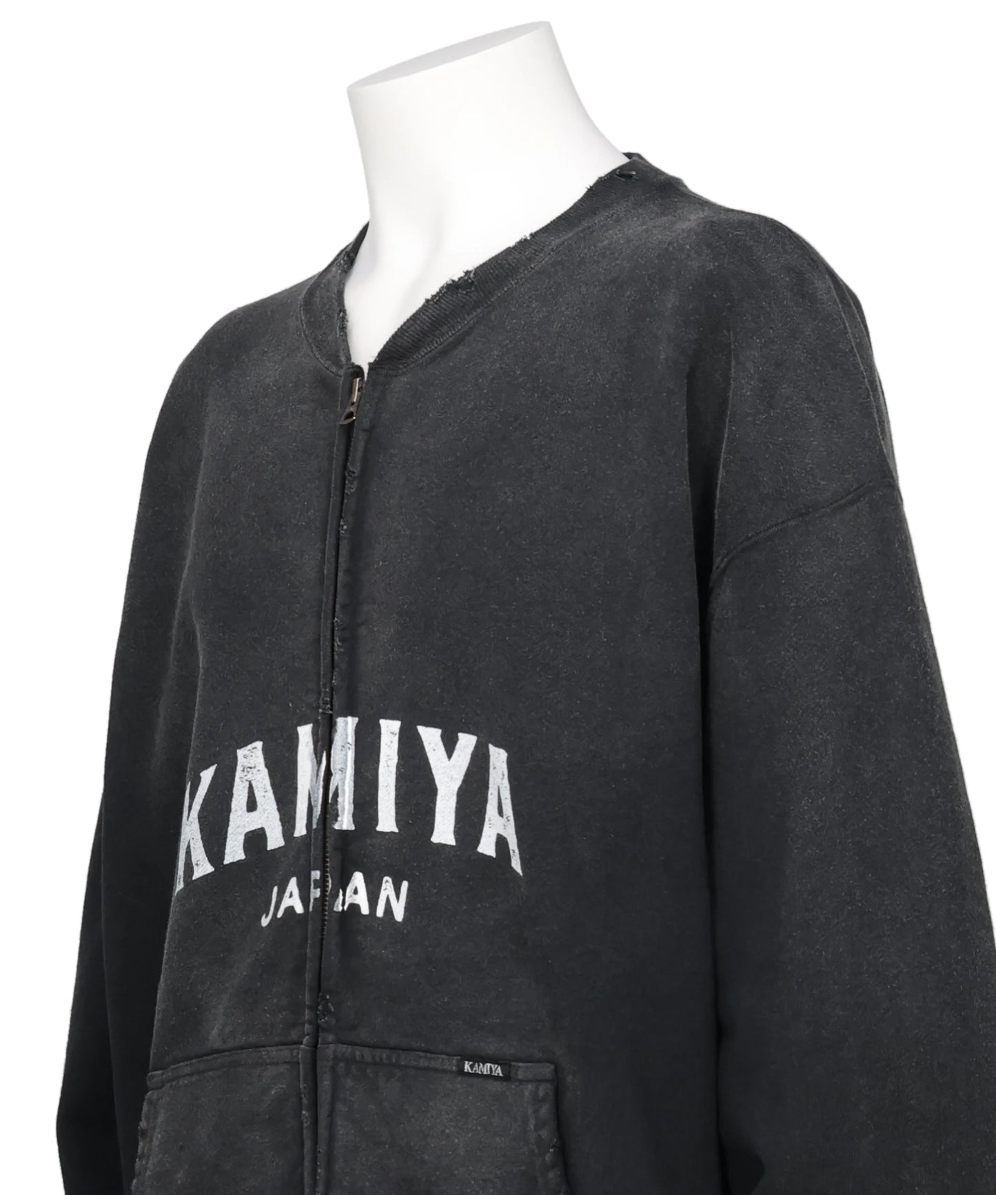 “KAMIYA LOGO” DISTRESSED ZIPSWEAT JACKET