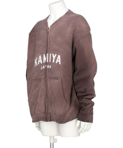 “KAMIYA LOGO” DISTRESSED ZIPSWEAT JACKET